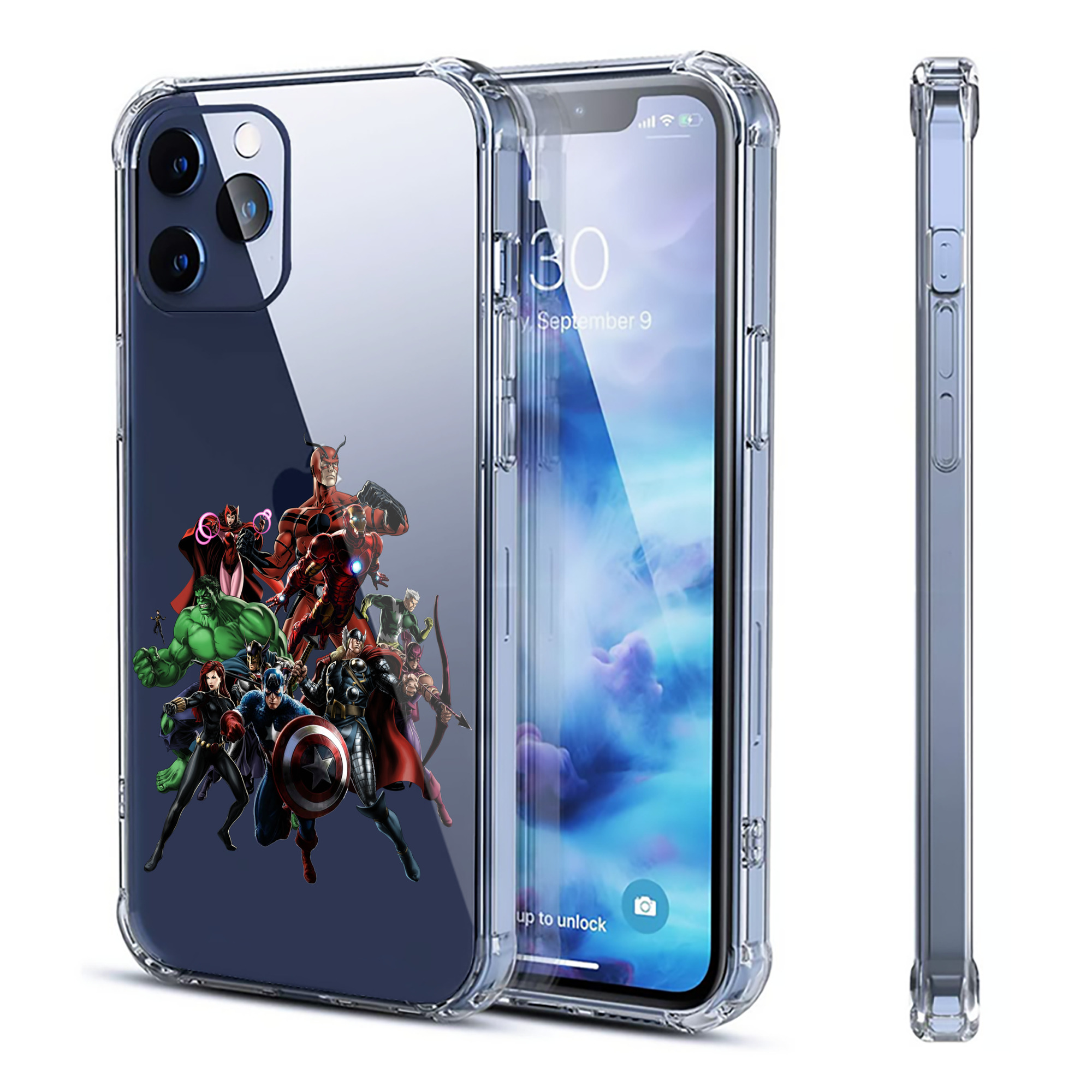 （画像用） アベンジャーズ The Avengers 【iPhone 12シリーズ対応】透明スマホケース（クリアソフトケース）